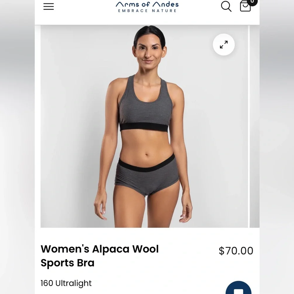 Arms of Andes Alpaca Wool Sports Bra 160 Ultralight (Set of 2) - Picture 4 of 5